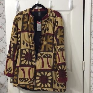Sacred Threads Boho Design 100% Cotton Front Zippered Sz S/M Jacket NWT.